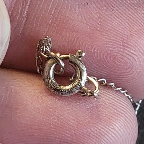 Silver Tone And Turquoise Thunderbird Pendant On Sterling Silver Chain / Z2B - Picture 3 of 3